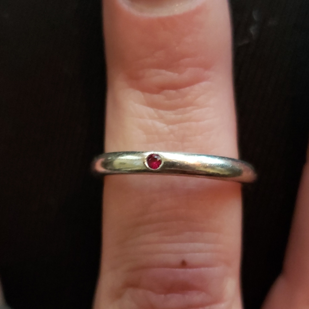 Authentic tiffany silver ring with ruby